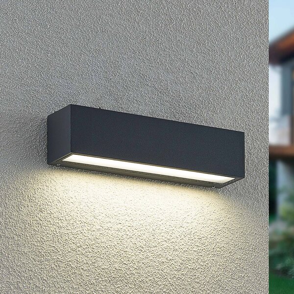Arcchio LED nástenné svetlo Lengo, 25 cm, 1-pl., antracitová,, Čierna, Hliník, Moderný, Nástenné svietidlo