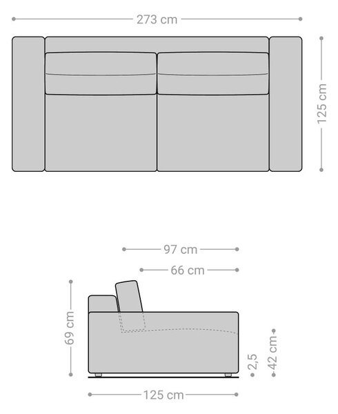 DELIFE Veľká pohovka Lanzo XL 270x130 cm manšester béžová