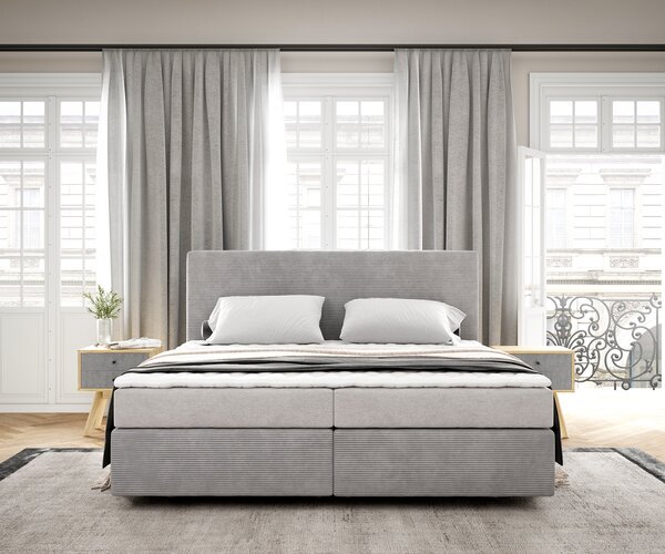 DELIFE Boxspring posteľ Dream-Well 180×200 cm manšester strieborno sivá s matracom a topperom