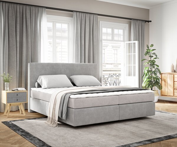 DELIFE Boxspring posteľ Dream-Well 180×200 cm manšester strieborno sivá s matracom a topperom