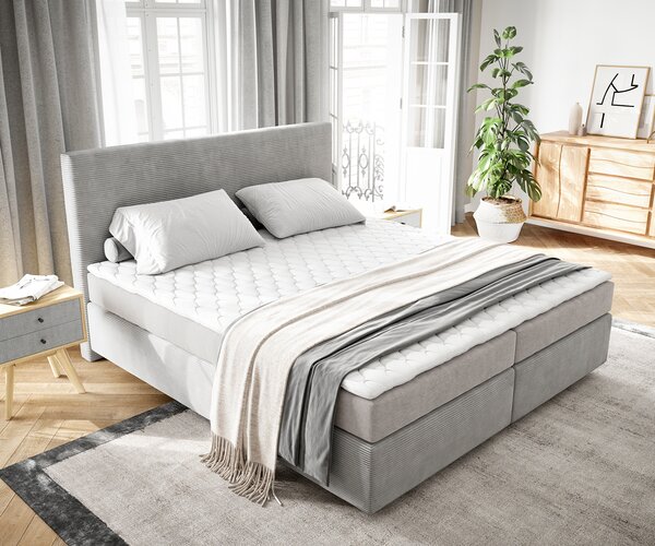 DELIFE Boxspring posteľ Dream-Well 160×200 cm manšester strieborno sivá s matracom a topperom