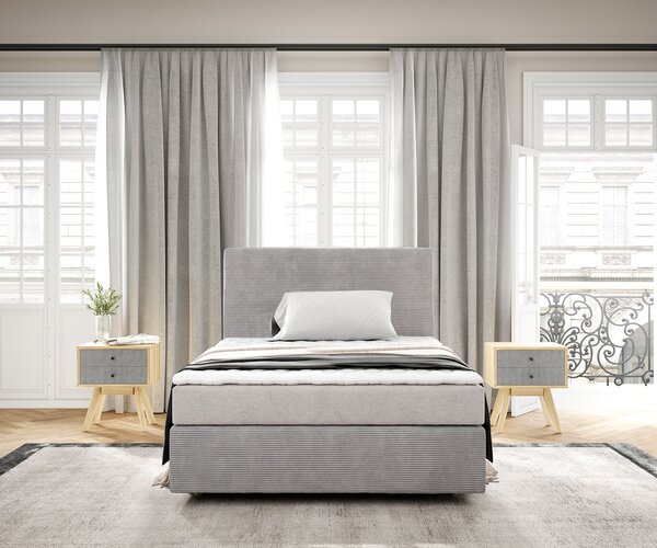 DELIFE Boxspring posteľ Dream-Well 120x200 cm manšester strieborno-šedá s matracom a topperom