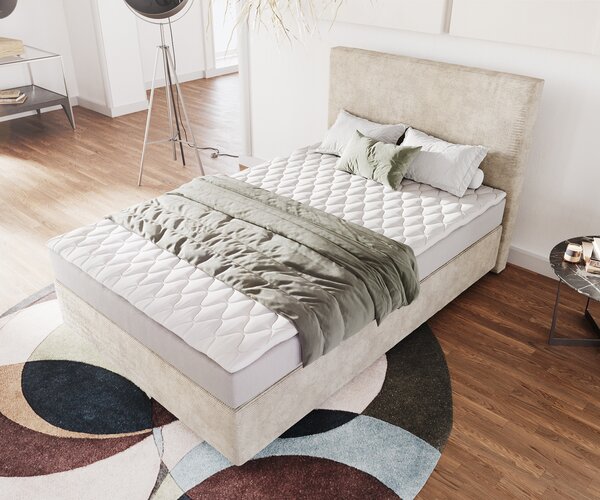 DELIFE Boxspring posteľ Dream-Well 120x200 cm manšester béžová s matracom a topperom