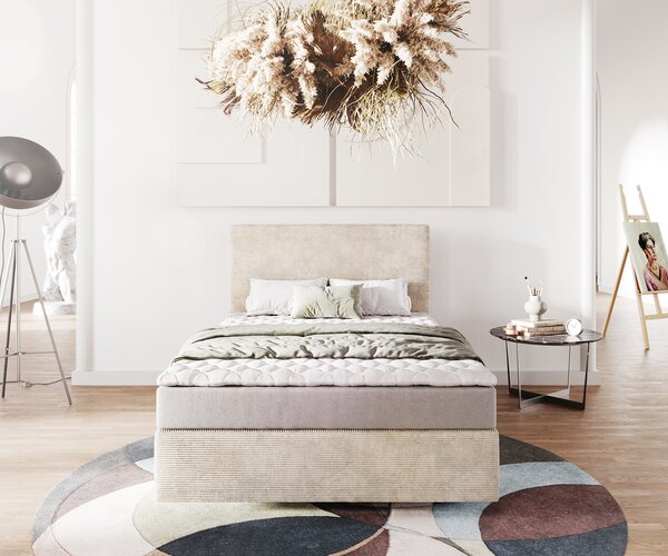 DELIFE Boxspring posteľ Dream-Well 120x200 cm manšester béžová s matracom a topperom
