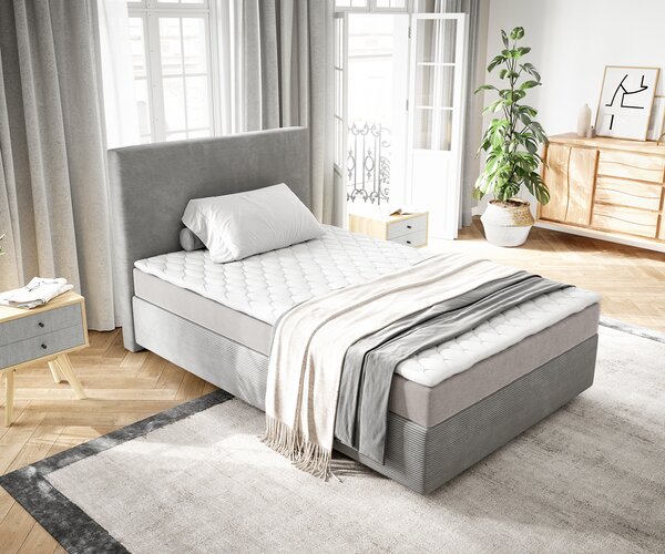 DELIFE Boxspring posteľ Dream-Well 120x200 cm manšester strieborno-šedá s matracom a topperom