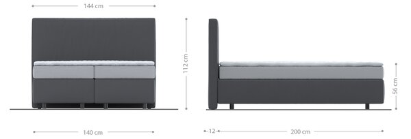 DELIFE Boxspring posteľ Dream-Well 140x200 cm mikrovlákno sivá s matracom a topperom