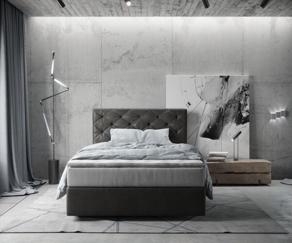 DELIFE Boxspring posteľ Dream-Great 120x200 cm mikrovlákno antracitová vintage s vreckovou pružinovou matracou a visco topperom