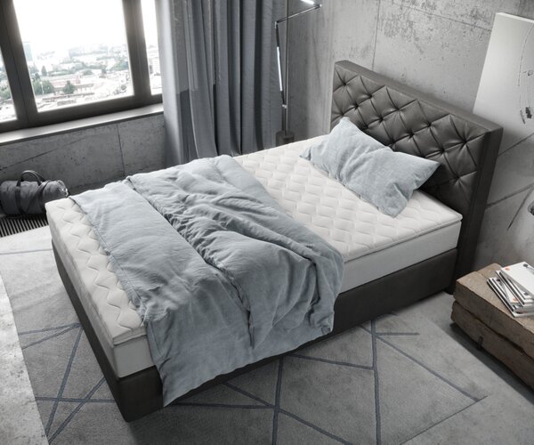 DELIFE Boxspring posteľ Dream-Great 120x200 cm mikrovlákno antracitová vintage s vreckovou pružinovou matracou a visco topperom