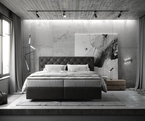 DELIFE Boxspring posteľ Dream-Great 180x200 cm mikrovlákno antracitová vintage s vreckovou pružinovou matracou a visco topperom