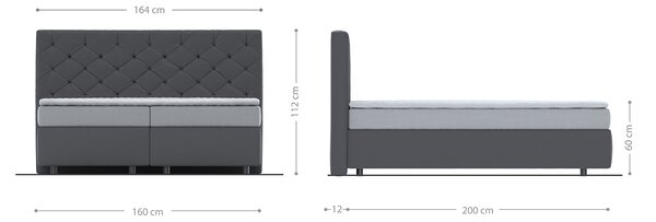DELIFE Boxspring posteľ Dream-Great 160x200 cm mikrovlákno sivá s vreckovou pružinovou matracou a visco topperom
