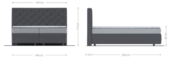 DELIFE Boxspring posteľ Dream-Great 140x200 cm mikrovlákno antracitová vintage s vreckovou pružinovou matracou a visco topperom