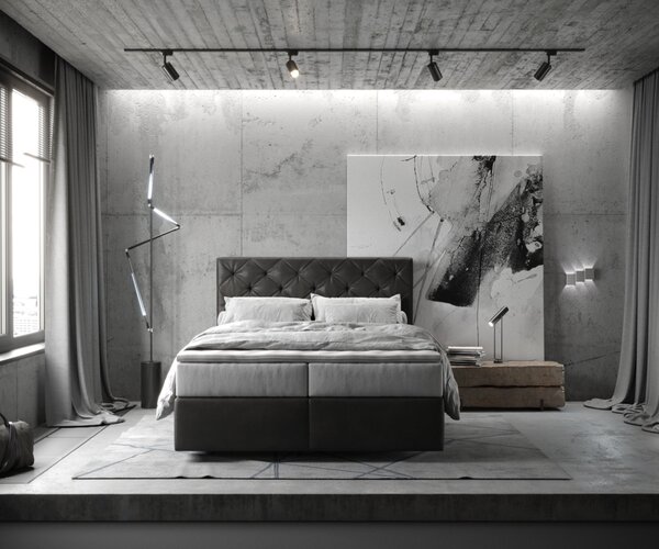 DELIFE Boxspring posteľ Dream-Great 140x200 cm mikrovlákno antracitová vintage s vreckovou pružinovou matracou a visco topperom