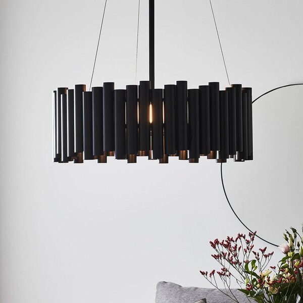 Závesná lampa Level, čierna, Čierna, Obývacia izba / jedáleň, kov, Moderný, Závesné svietidlo
