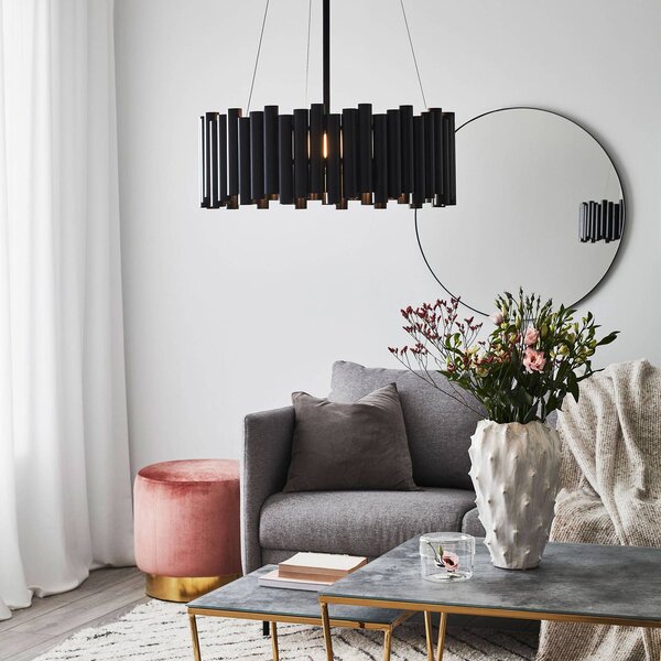 Závesná lampa Level, čierna, Čierna, Obývacia izba / jedáleň, kov, Moderný, Závesné svietidlo