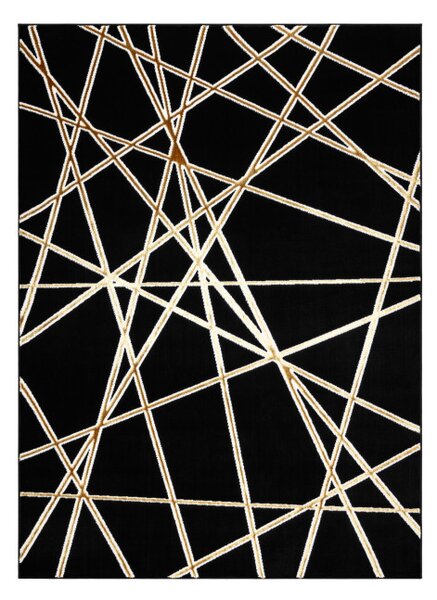 Koberec ALLURE 1964 geometrický / štruktúrovaný / glamour, čierny / zlatý