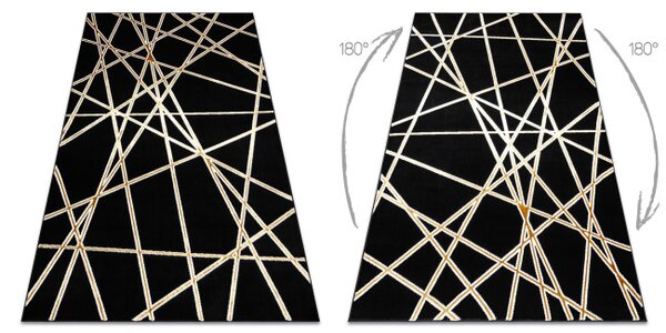 Koberec ALLURE 1964 geometrický / štruktúrovaný / glamour, čierny / zlatý