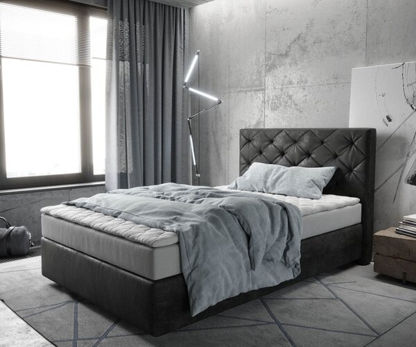 DELIFE Boxspring posteľ Dream-Great 120x200 cm mikrovlákno antracitová vintage s matracom a topperom