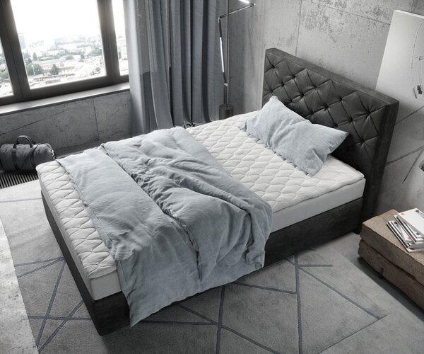 DELIFE Boxspring posteľ Dream-Great 120x200 cm mikrovlákno antracitová vintage s matracom a topperom