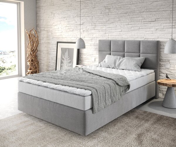 DELIFE Boxspring posteľ Dream-Fine 120x200 cm mikrovlákno sivá s matracom a topperom
