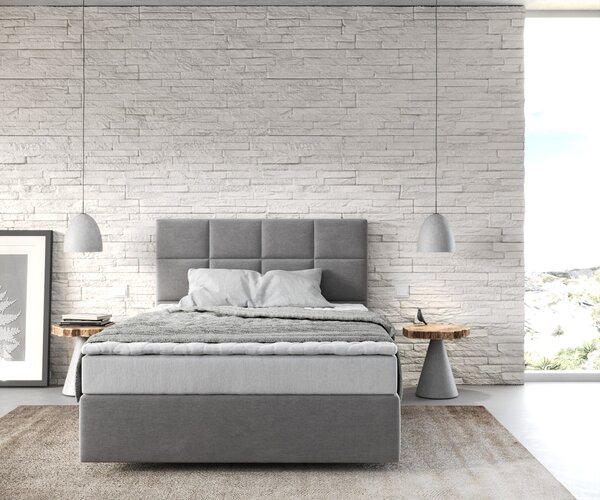 DELIFE Boxspring posteľ Dream-Fine 120x200 cm mikrovlákno sivá s matracom a topperom