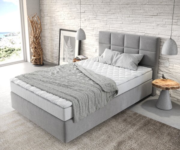 DELIFE Boxspring posteľ Dream-Fine 120x200 cm mikrovlákno sivá s matracom a topperom