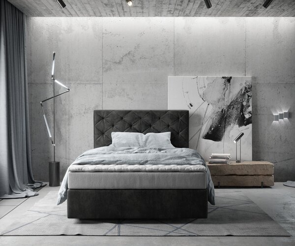 DELIFE Boxspring posteľ Dream-Great 120x200 cm mikrovlákno antracitová vintage s matracom a topperom