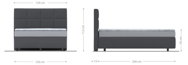 DELIFE Boxspring posteľ Dream-Fine 120x200 cm mikrovlákno sivá s matracom a topperom