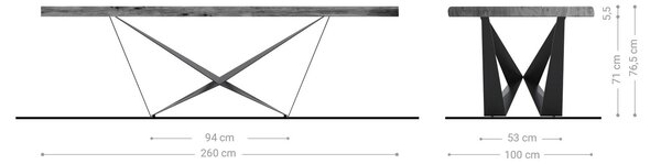 DELIFE Jedálenský stôl Edge 260x100 akácia prírodná Spider plochá oceľ čierna Live-Edge