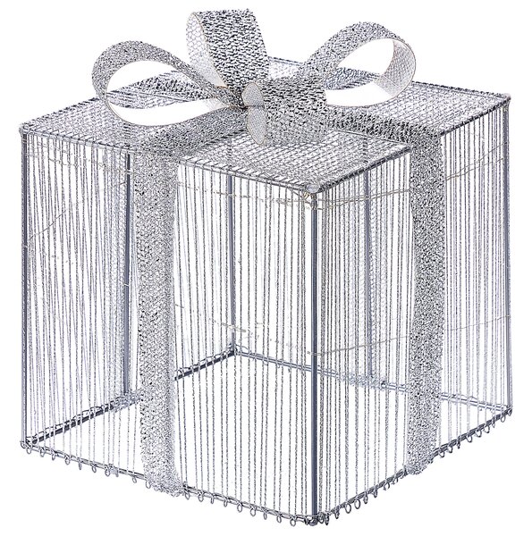 Sada 3 vonkajších LED dekorácií strieborná kovová 25 x 25 x 25 cm bytová vianočná ozdoba darčeky