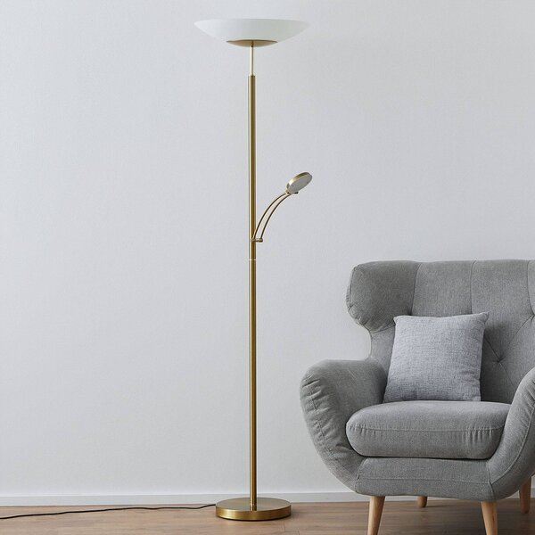 Paul Neuhaus LED stojacia lampa Alfred, mosadzná farba, stmievateľná, Mosadz / zlato, Obývacia izba / jedáleň, kov, Moderný, Zemné bodové svetlo
