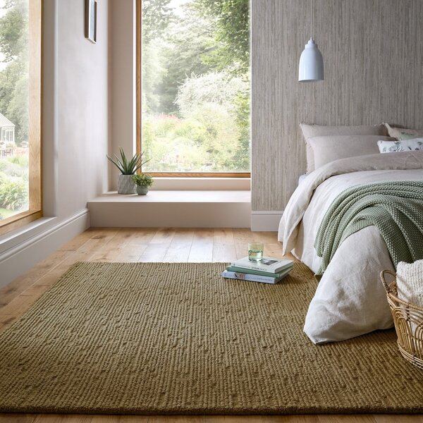 Kaki ručne tkaný vlnený koberec 160x230 cm Harris Boucle – Flair Rugs