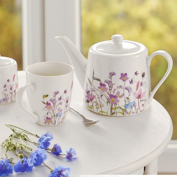 Biela/fialová porcelánová kanvica na čaj 1 l Louka – Orion