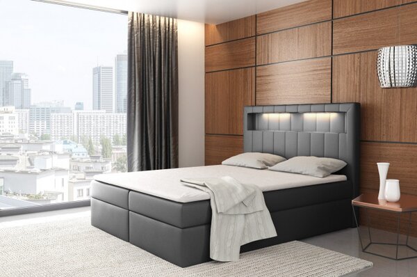 Dizajnová posteľ Elyan s úložným priestorom tmavo šedá eko koža 180 x 200 + topper zdarma