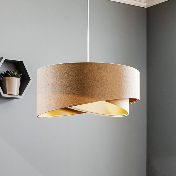 Maco Design Závesné svietidlo Vivien, dvojfarebné, krémová/zlatá, Krémová / jantárovo žltá, Obývacia izba / jedáleň, Textil / látka / hodváb, Moderný, Závesné svietidlo