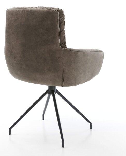 DELIFE Jedálenská stolička Abelia-Flex s opierkami mikrovlákno taupe vintage krížová podstava zúžená čierna
