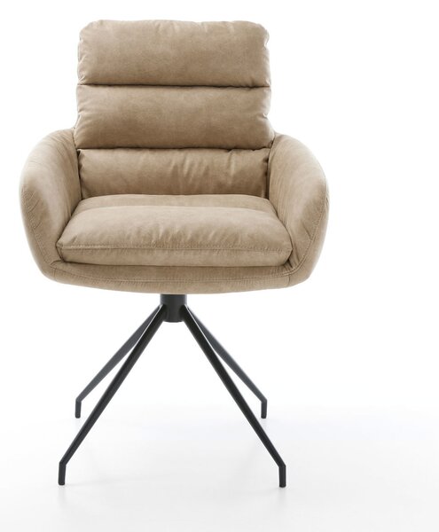 DELIFE Jedálenská stolička Abelia-Flex s opierkami mikrovlákno béžová vintage krížová podstava zúžená čierna