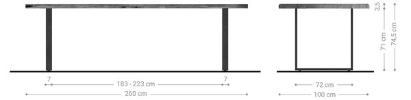 DELIFE Jedálenský stôl Edge 260x100 akácia prírodná kov čierna Live-Edge