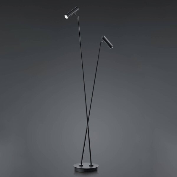 Stojaca LED lampa Tom, 2-plameňová, čierna, Čierna, Obývacia izba / jedáleň, Nehrdzavejúca oceľ, Moderný, Stolová lampa