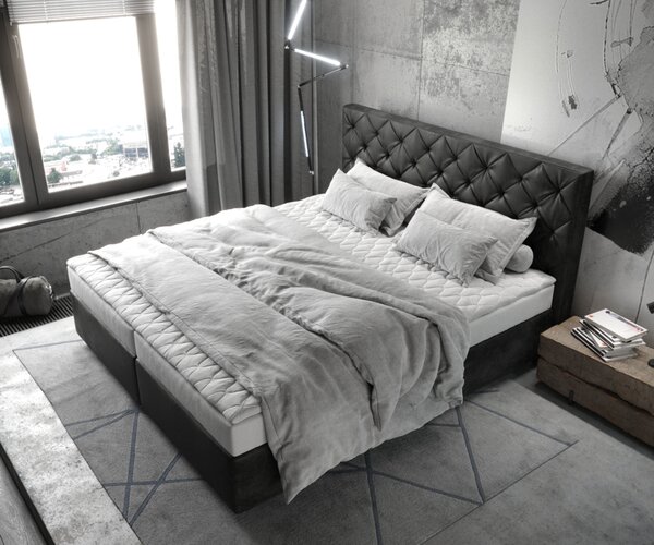 DELIFE Boxspring posteľ Dream-Great 180x200 cm mikrovlákno antracitová vintage s matracom a topperom