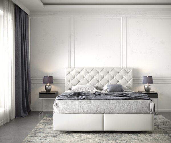 DELIFE Boxspring posteľ Dream-Great 160×200 cm umelá koža biela s matracom a topperom