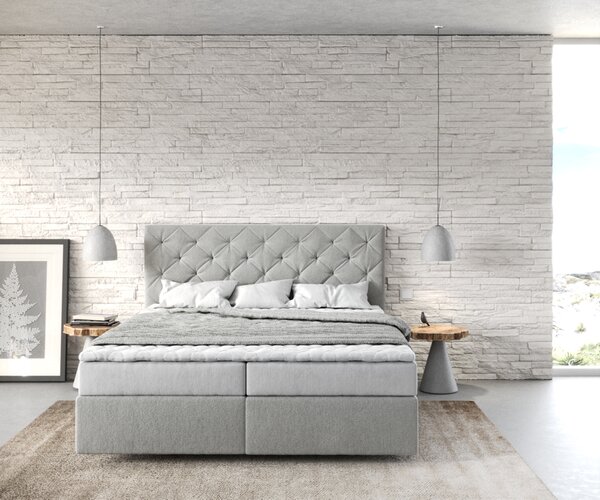 DELIFE Boxspring posteľ Dream-Great 160x200 cm mikrovlákno strieborno-šedá s matracom a topperom