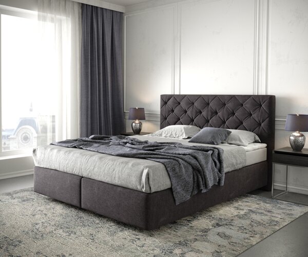 DELIFE Boxspring posteľ Dream-Great 160x200 cm mikrovlákno čierna s matracom a topperom
