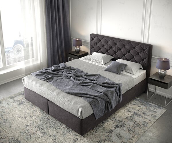 DELIFE Boxspring posteľ Dream-Great 160x200 cm mikrovlákno čierna s matracom a topperom
