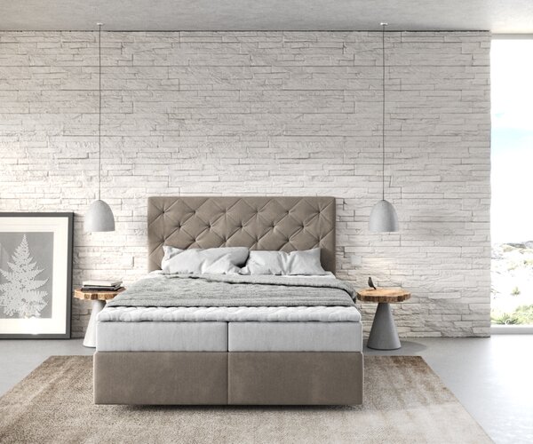 DELIFE Boxspring posteľ Dream-Great 140x200 cm mikrovlákno béžová s matracom a topperom