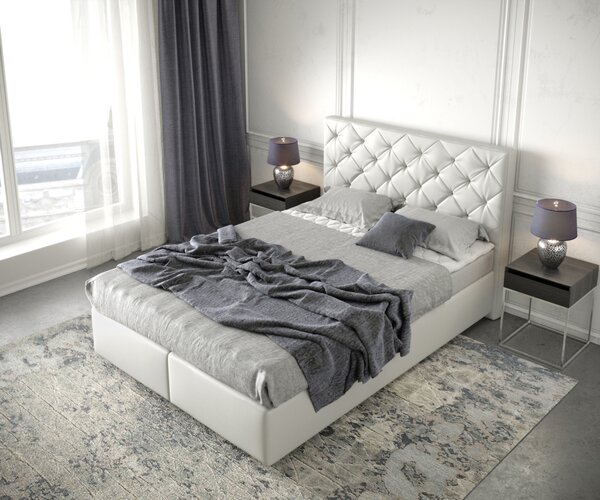 DELIFE Boxspring posteľ Dream-Great 140x200 cm umelá koža biela s matracom a topperom