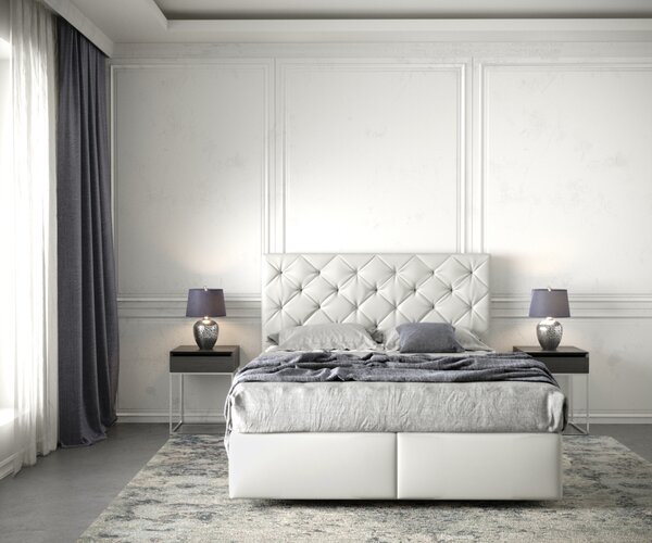DELIFE Boxspring posteľ Dream-Great 140x200 cm umelá koža biela s matracom a topperom