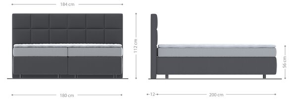 DELIFE Boxspring posteľ Dream-Fine 180×200 cm mikrovlákno čierna s matracom a topperom