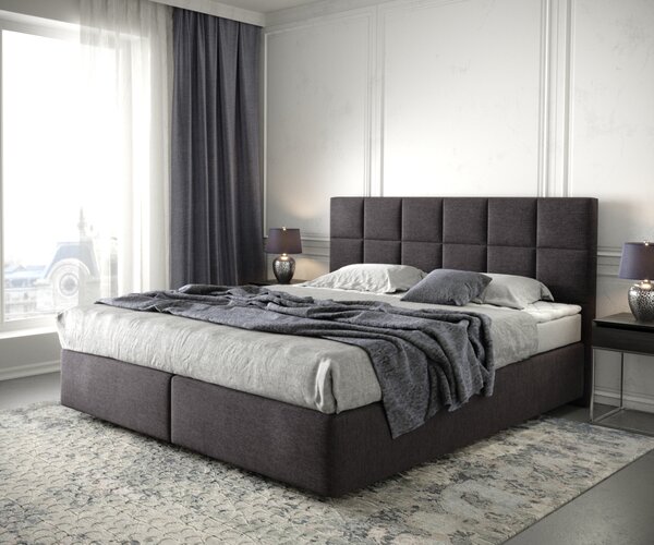 DELIFE Boxspring posteľ Dream-Fine 180×200 cm mikrovlákno čierna s matracom a topperom