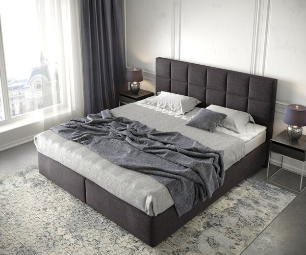 DELIFE Boxspring posteľ Dream-Fine 180×200 cm mikrovlákno čierna s matracom a topperom