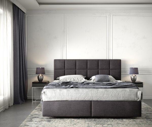 DELIFE Boxspring posteľ Dream-Fine 180×200 cm mikrovlákno čierna s matracom a topperom